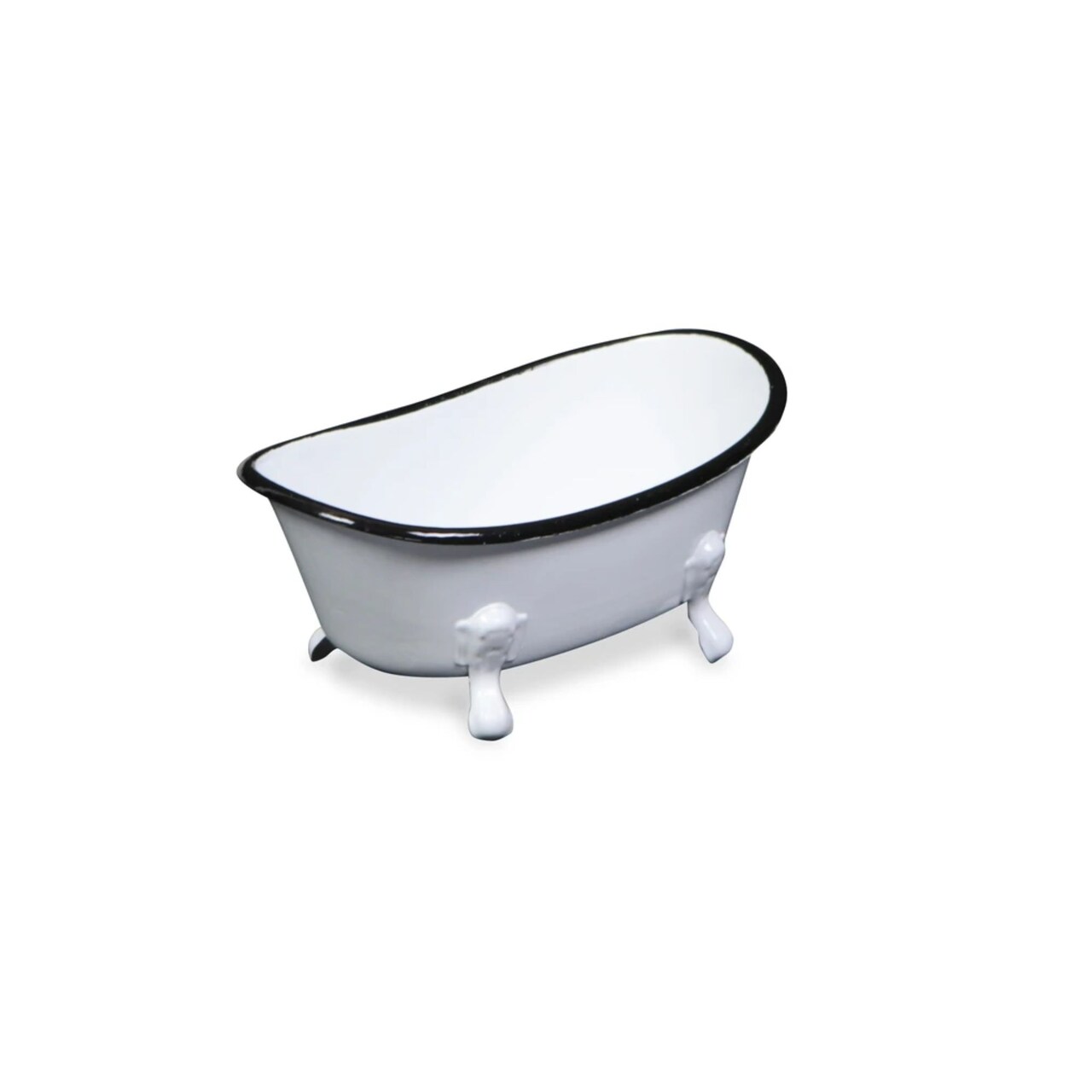 Contemporary Home Living 7" White and Black Metal Mini Bathtub Decoration
